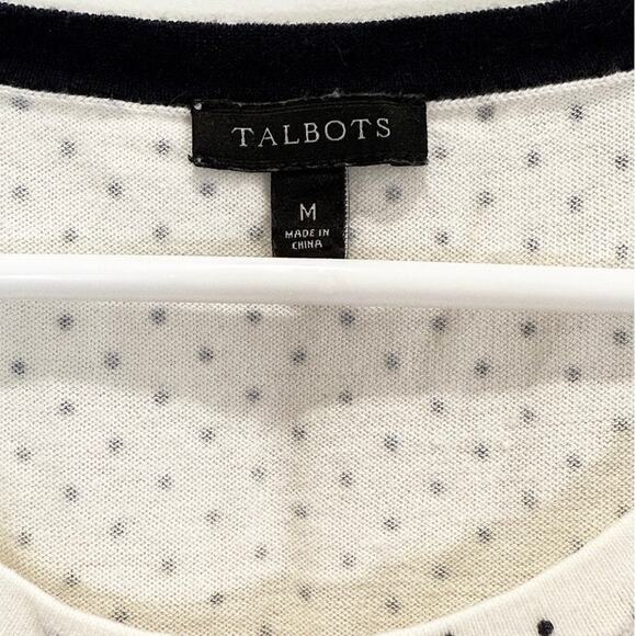 Talbots Sleeveless Knit Top Women's Medium White Polka Dot Print - Picture 3 of 8